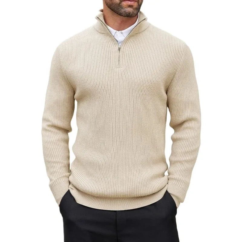 Ribbed Zip Pullover