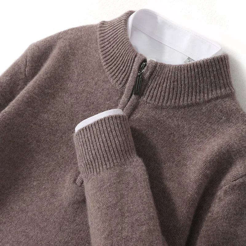 Men's Cashmere Half Zip Polo