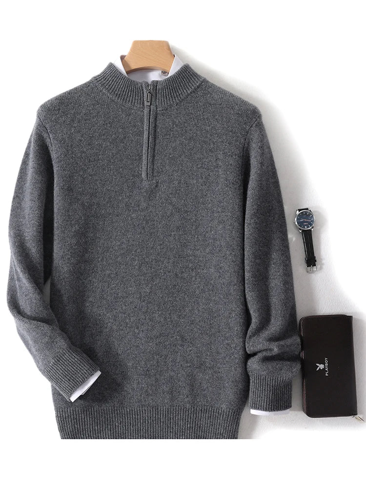 Men's Cashmere Half Zip Polo