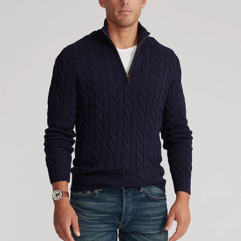 Cable Knit Half Zip Sweater