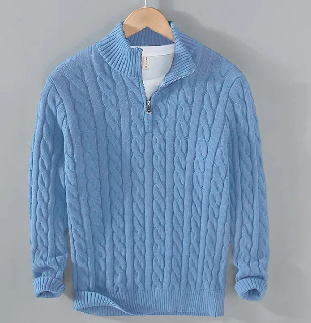 Cable Knit Half Zip Sweater