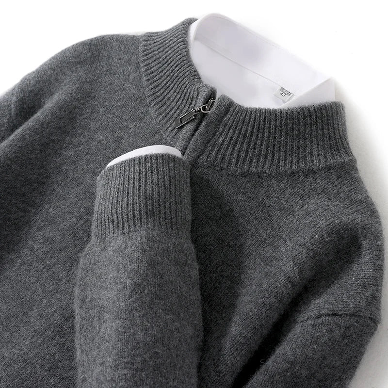 Men's Cashmere Half Zip Polo