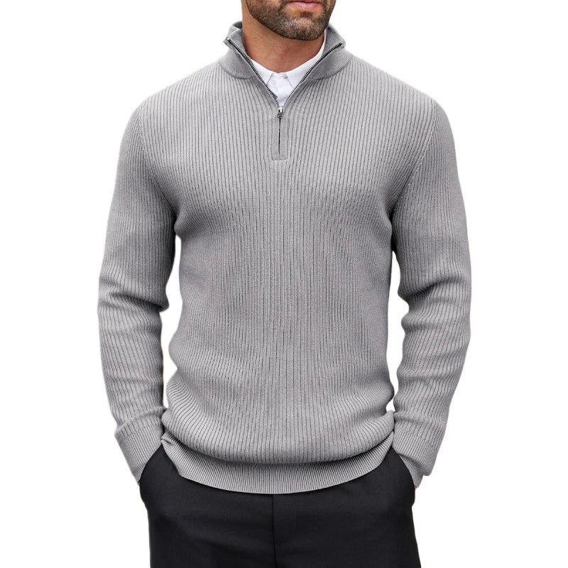 Ribbed Zip Pullover