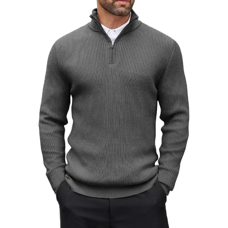 Ribbed Zip Pullover