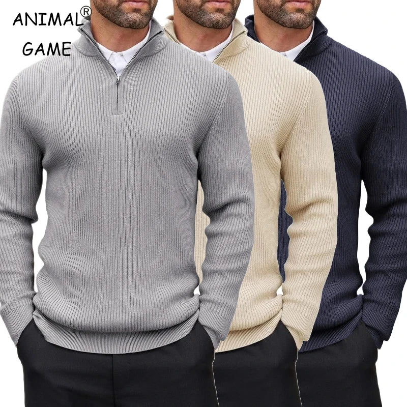 Ribbed Zip Pullover