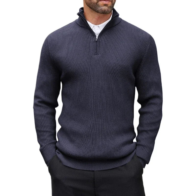 Ribbed Zip Pullover