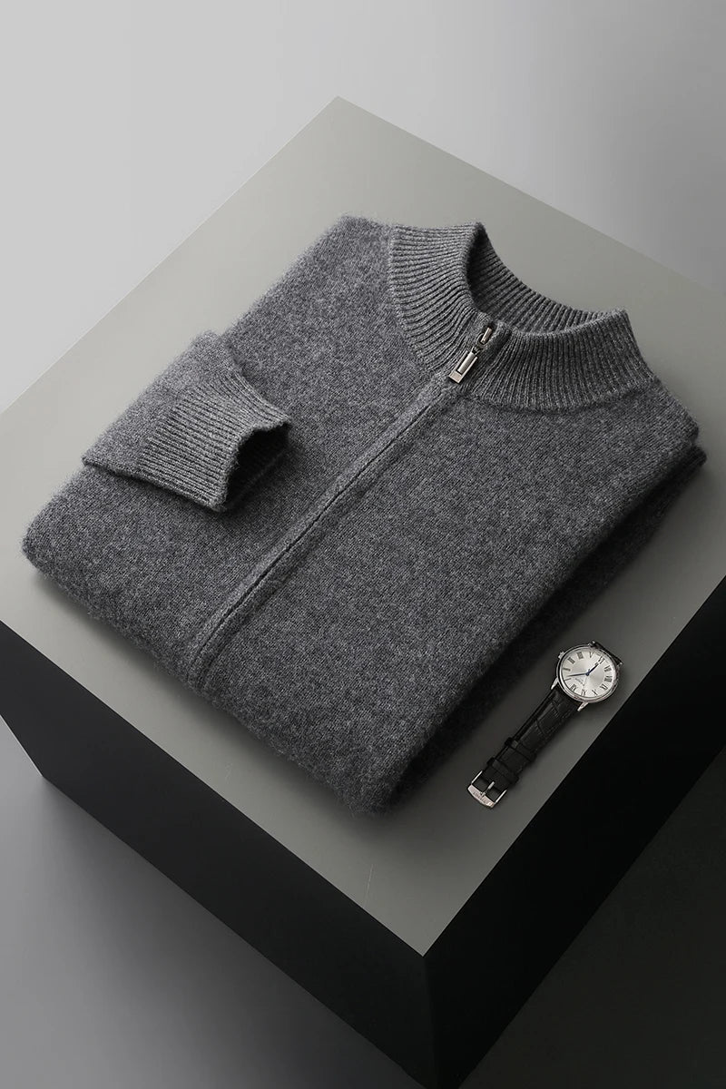 Kensington Merino Cardigan – Zip Turtleneck
