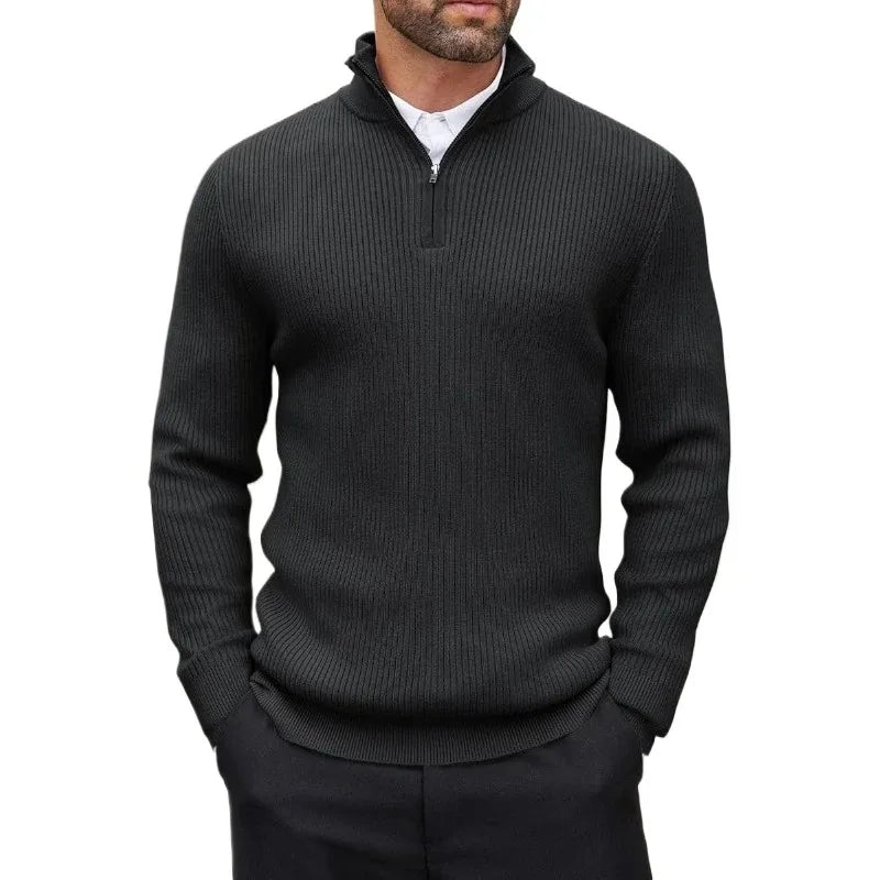 Ribbed Zip Pullover