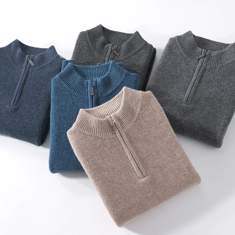 Men's Cashmere Half Zip Polo