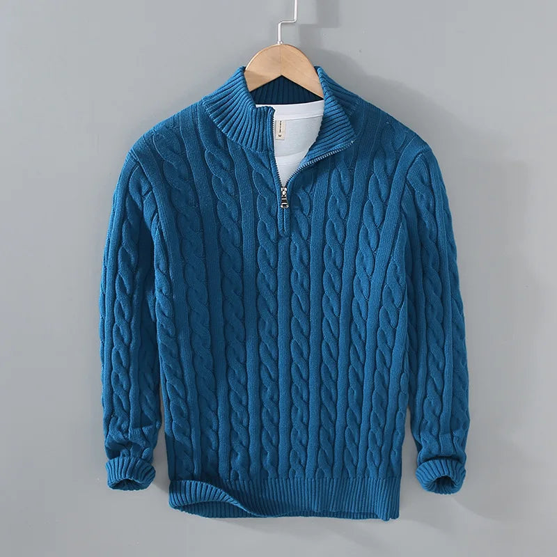 Cable Knit Half Zip Sweater