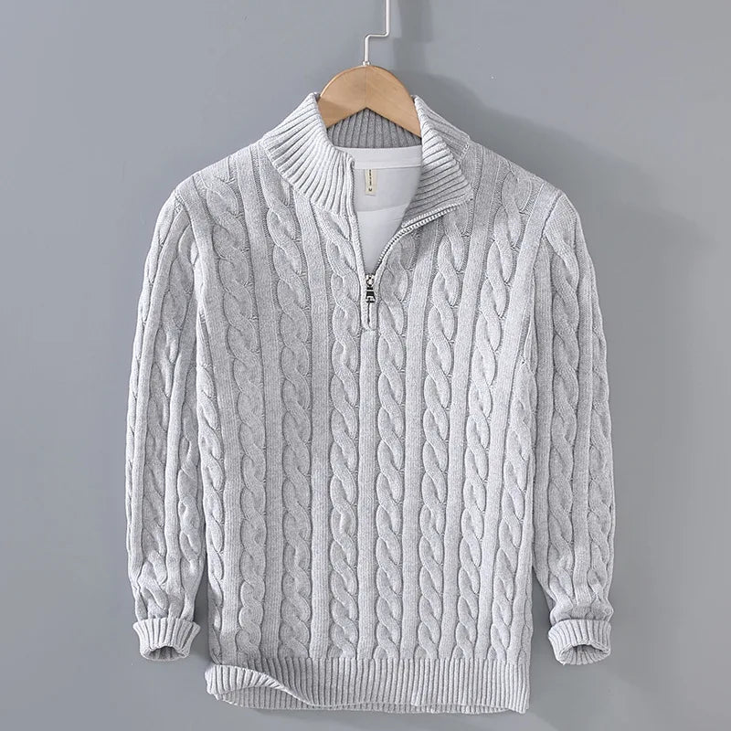 Cable Knit Half Zip Sweater